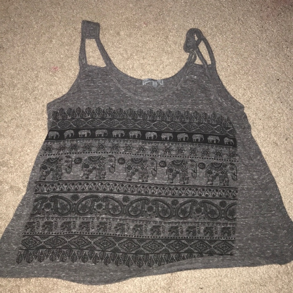 Charlotte Russe dark grey tribal tank top